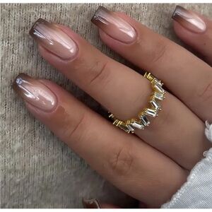 24 pcs Gradient chic glossy press on nails.